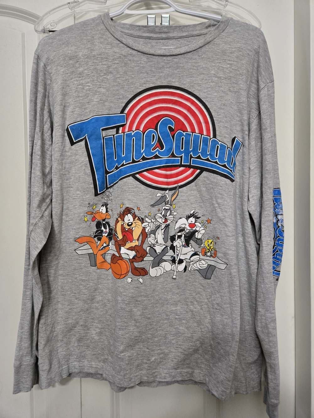 Space Jam Vintage Grey Tune Squad Looney Tunes Long Sleeve Tee